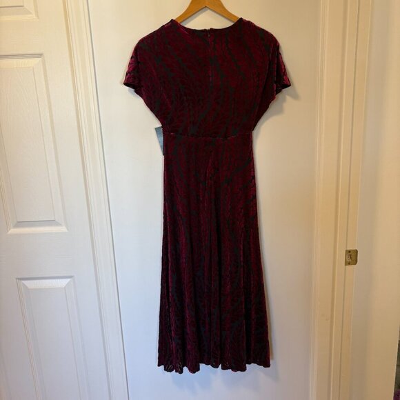 Taylor Dolman Sleeve Velvet Burnout Dress NEW Burgundy Flowy Fall Leaves Classic - Picture 11 of 15